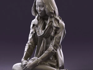 woman in white blue shirt seat 0631 3d print ready 3D Print Model