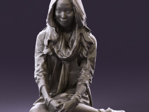 woman in white blue shirt seat 0631 3d print ready 3D Print Model