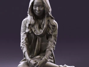 woman in white blue shirt seat 0631 3d print ready 3D Print Model