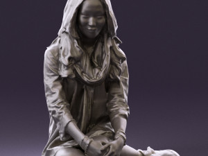 woman in white blue shirt seat 0631 3d print ready 3D Print Model