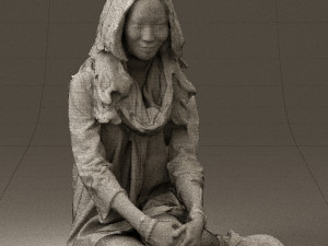 woman in white blue shirt seat 0631 3d print ready 3D Print Model