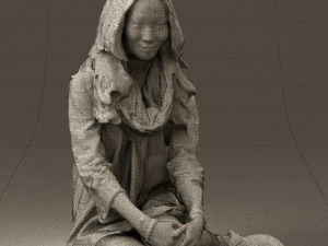 woman in white blue shirt seat 0631 3d print ready 3D Print Model