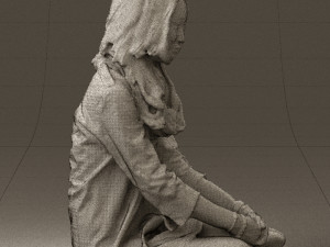 woman in white blue shirt seat 0631 3d print ready 3D Print Model