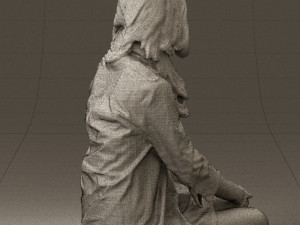woman in white blue shirt seat 0631 3d print ready 3D Print Model