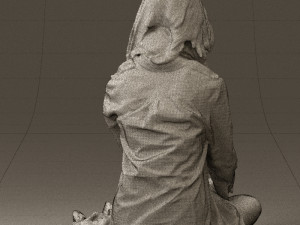 woman in white blue shirt seat 0631 3d print ready 3D Print Model