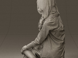 woman in white blue shirt seat 0631 3d print ready 3D Print Model