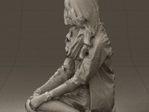 woman in white blue shirt seat 0631 3d print ready 3D Print Model