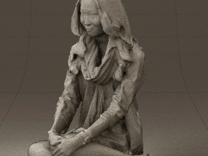 woman in white blue shirt seat 0631 3d print ready 3D Print Model