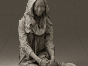 woman in white blue shirt seat 0631 3d print ready 3D Print Model
