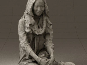woman in white blue shirt seat 0631 3d print ready 3D Print Model