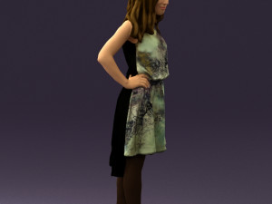 woman in stone black dress 0632 Modelo 3D