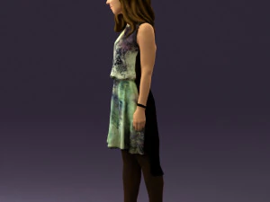 Frau im steinschwarzen Kleid 0632 3D Modell