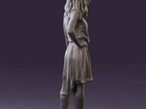 Frau im steinschwarzen Kleid 0632 3D Modell