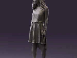 Frau im steinschwarzen Kleid 0632 3D Modell