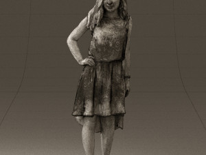 woman in stone black dress 0632 Modelo 3D