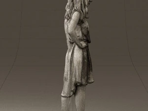 Frau im steinschwarzen Kleid 0632 3D Modell