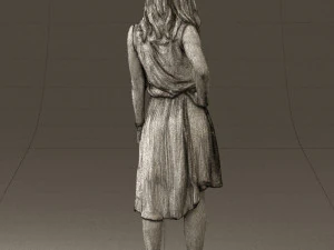 Frau im steinschwarzen Kleid 0632 3D Modell