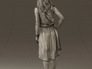 Frau im steinschwarzen Kleid 0632 3D Modell