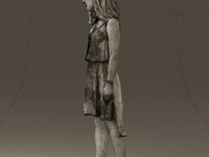 Frau im steinschwarzen Kleid 0632 3D Modell