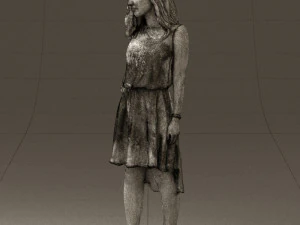 Frau im steinschwarzen Kleid 0632 3D Modell