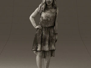 Frau im steinschwarzen Kleid 0632 3D Modell