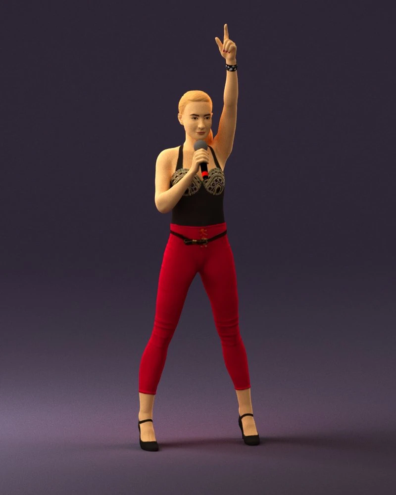 woman in red legents and microphone 0633 3D Model .c4d .max .obj .3ds .fbx .stl .blend 
