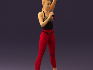 woman in red legents and microphone 0633 Modelo 3D