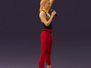woman in red legents and microphone 0633 Modelo 3D