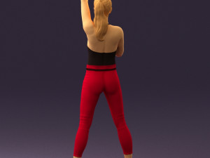 woman in red legents and microphone 0633 Modelo 3D