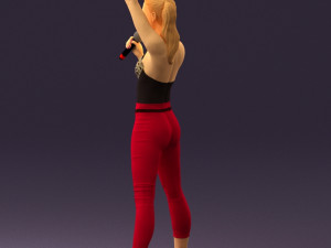 woman in red legents and microphone 0633 Modelo 3D
