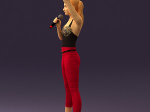 woman in red legents and microphone 0633 Modelo 3D