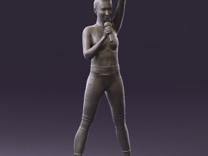 woman in red legents and microphone 0633 Modelo 3D