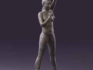 woman in red legents and microphone 0633 Modelo 3D
