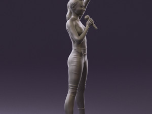 woman in red legents and microphone 0633 Modelo 3D