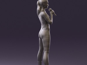 woman in red legents and microphone 0633 Modelo 3D