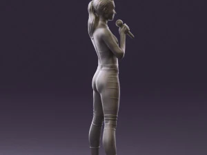 woman in red legents and microphone 0633 3D Model