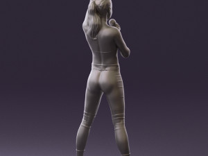 woman in red legents and microphone 0633 Modelo 3D