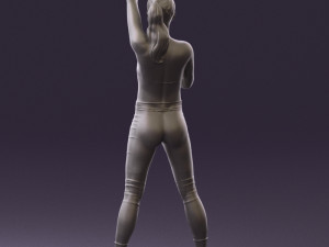 woman in red legents and microphone 0633 Modelo 3D