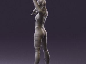 woman in red legents and microphone 0633 Modelo 3D