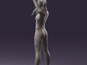 woman in red legents and microphone 0633 3D Model