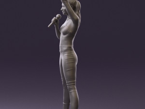 woman in red legents and microphone 0633 Modelo 3D