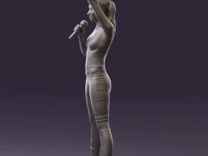 woman in red legents and microphone 0633 3D Model