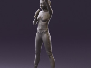 woman in red legents and microphone 0633 Modelo 3D