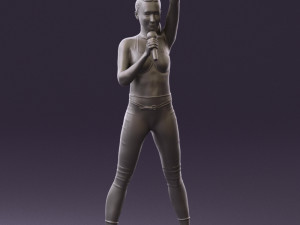 woman in red legents and microphone 0633 Modelo 3D
