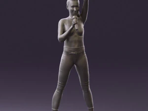 woman in red legents and microphone 0633 3D Model