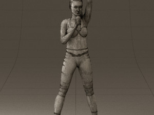 woman in red legents and microphone 0633 Modelo 3D