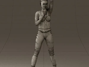 woman in red legents and microphone 0633 3D Model