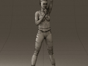 woman in red legents and microphone 0633 Modelo 3D