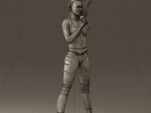 woman in red legents and microphone 0633 Modelo 3D