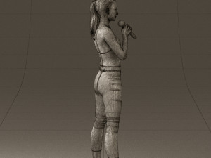 woman in red legents and microphone 0633 Modelo 3D